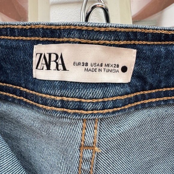 Zara Marine Wide Leg Raw Hem Jeans Size 6 - Picture 4 of 5